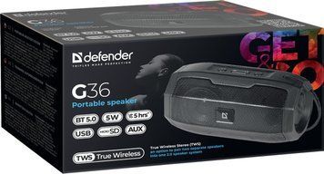 Портативна колонка Defender G36 5 Вт Bluetooth 5.0 Black a8-23 фото