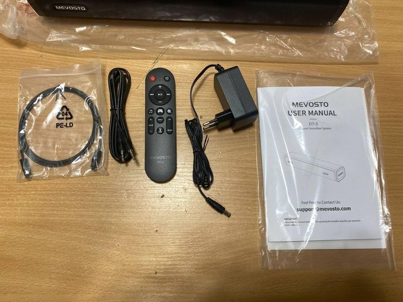 Саундбар Mevosto D7-3 2.1CH Bluetooth 5.4 60 Вт з вбудованим сабвуфером чорний a3-2 фото