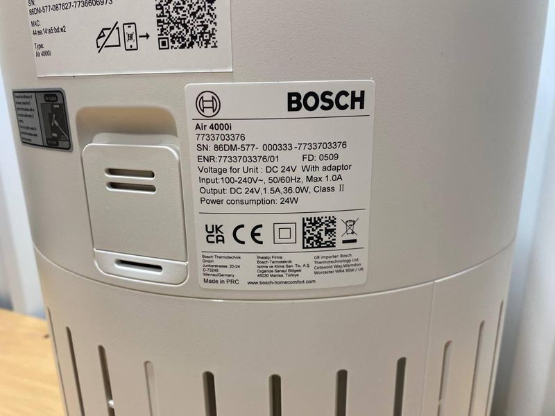 Очищувач повітря Bosch AIR 4000I до 62,5 м&sup2; з фільтром 3-в-1 та Wi-Fi білий в1 фото