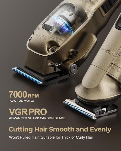 Машинка для стрижки волосся VGRPRO V-007 професійна бездротова набір a7-14 фото