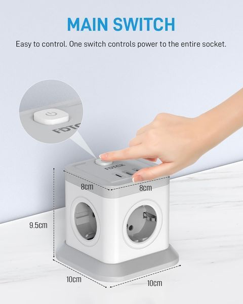 Розетка Cube FDTEK 7-в-1 з USB 1,8 м 2500 Вт F13.21 фото